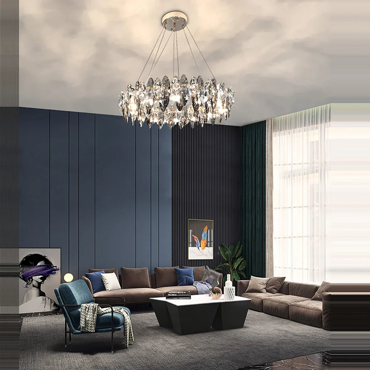 DecorBites™ Crystal LED Chandelier: Modern Luxury Indoor Hanging Lamp, Living Room Decor
