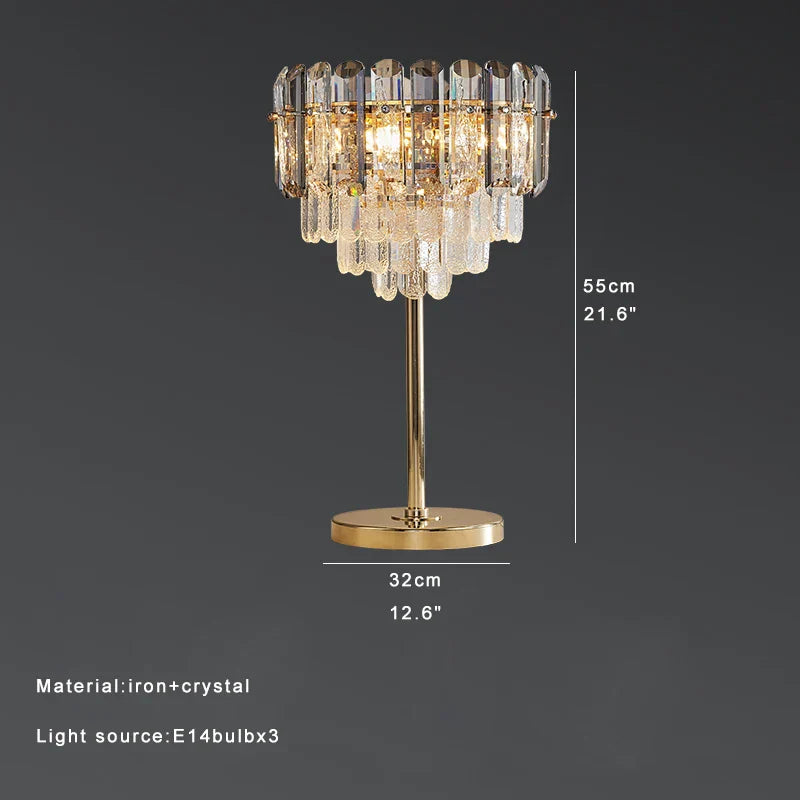 DecorBites™ Crystal Bar Table Lamp Luxury Dimmable 2700K Desk Light Elegant Home Decor
