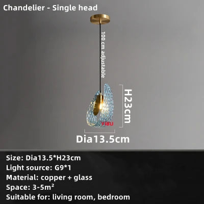 DecorBites™ Blue Glass LED Pendant Lamps: Modern Chandelier Lighting for Hallway, Bedroom, Living Room