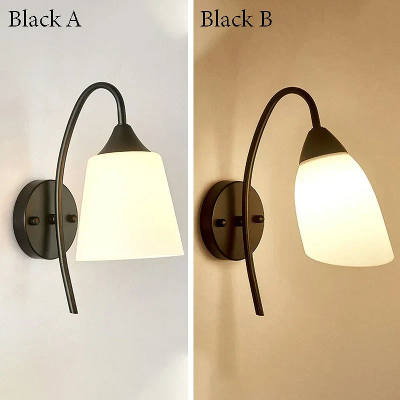 DecorBites™ Gold Glass Wall Lamp Bedroom Sconce for Hotel Living Room Aisle Staircase