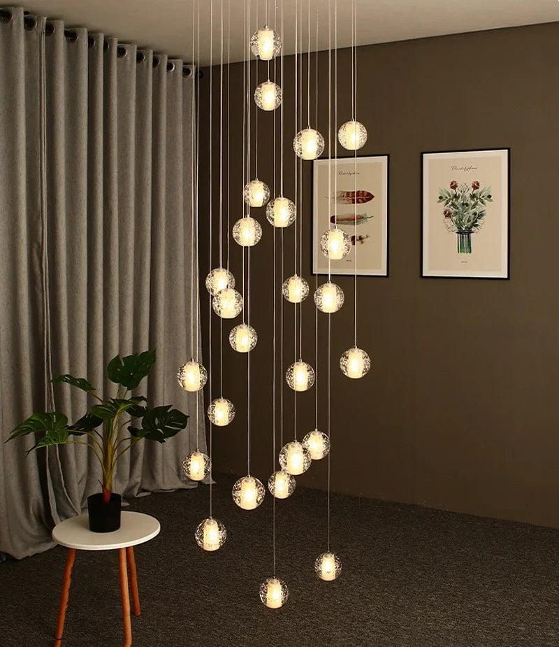 DecorBites™ Crystal Ball LED Chandelier Pendant Light for Living Room Kitchen Stair Salon