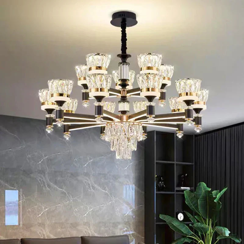 DecorBites™ Crystal Chandelier Pendant Light for Living and Dining Room Luxury Home Decor