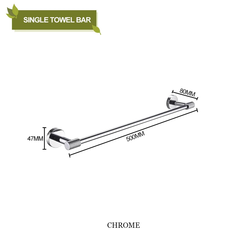 DecorBites™ Bathroom Accessories Set: Rose Gold Chrome Hook, Brushed Gold Towel Rack, Stainless Steel Toilet Paper Holder