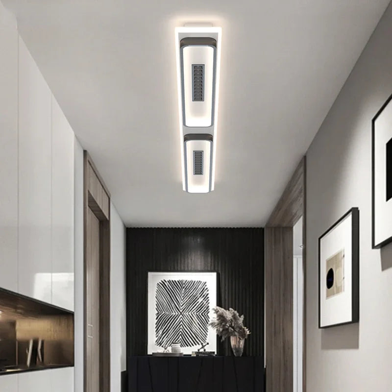 DecorBites™ LED Chandelier Lights Remote Dimming Black White Modern Long Living Room Bedroom Hall Lamps