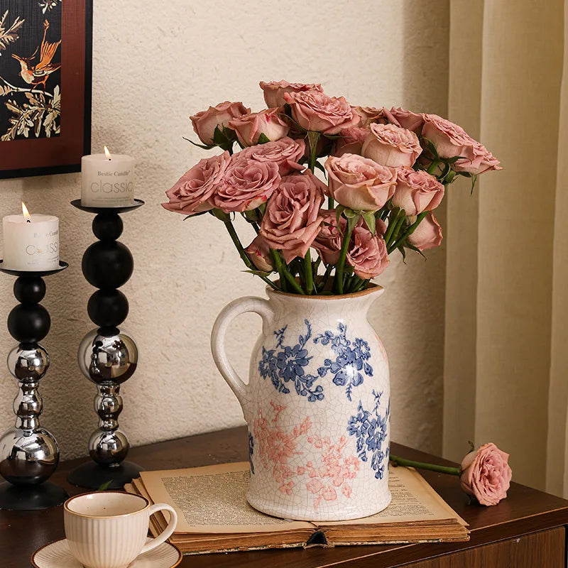 DecorBites™ Blue & White Ceramic Vase, Chinese-style Handcrafted Flower Vase - Home Decoration
