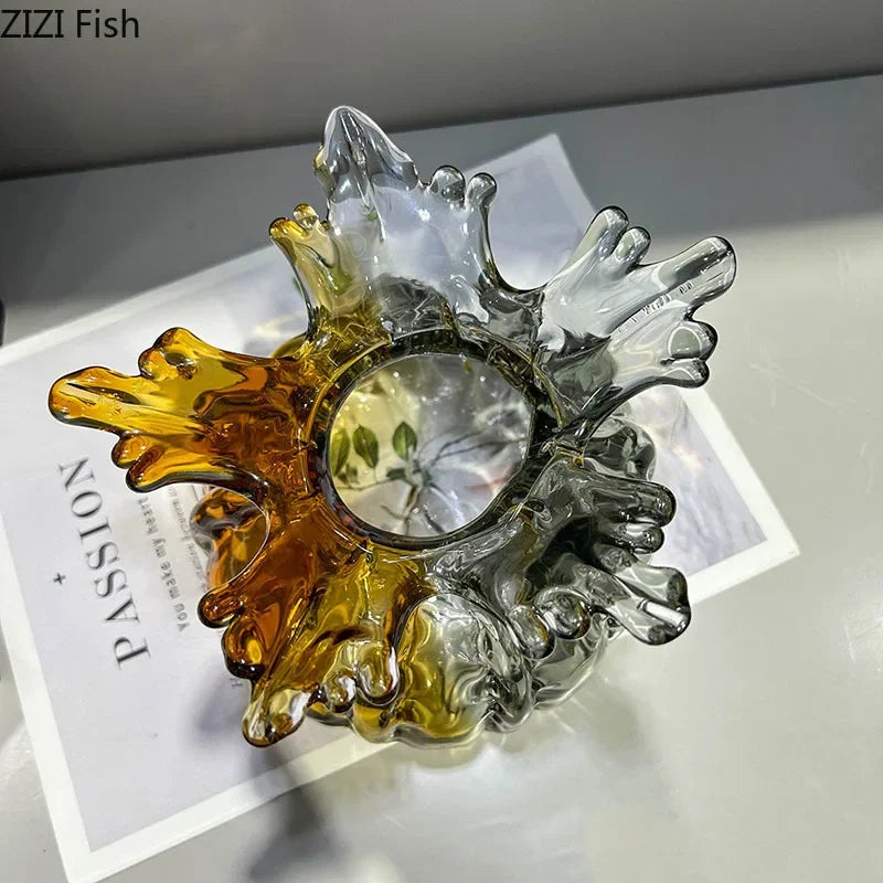 DecorBites™ Glass Vase: Creative Flower Edge Decor for Desk, Home Decor, Crafts, Ornaments