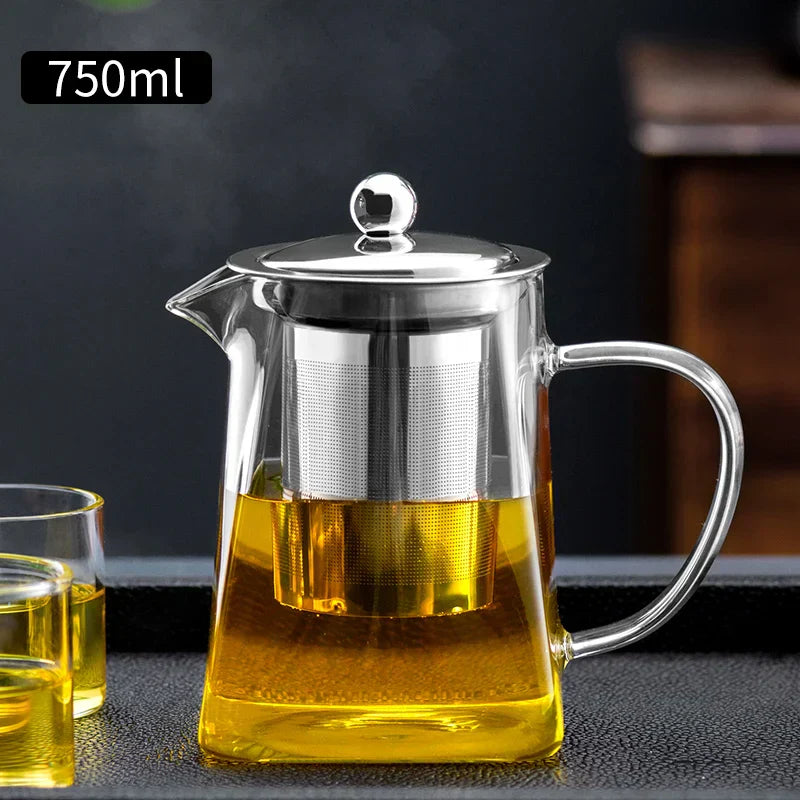 DecorBites™ Glass Teapot: Kungfu Tea Set for Office, High Quality, Thermostable.