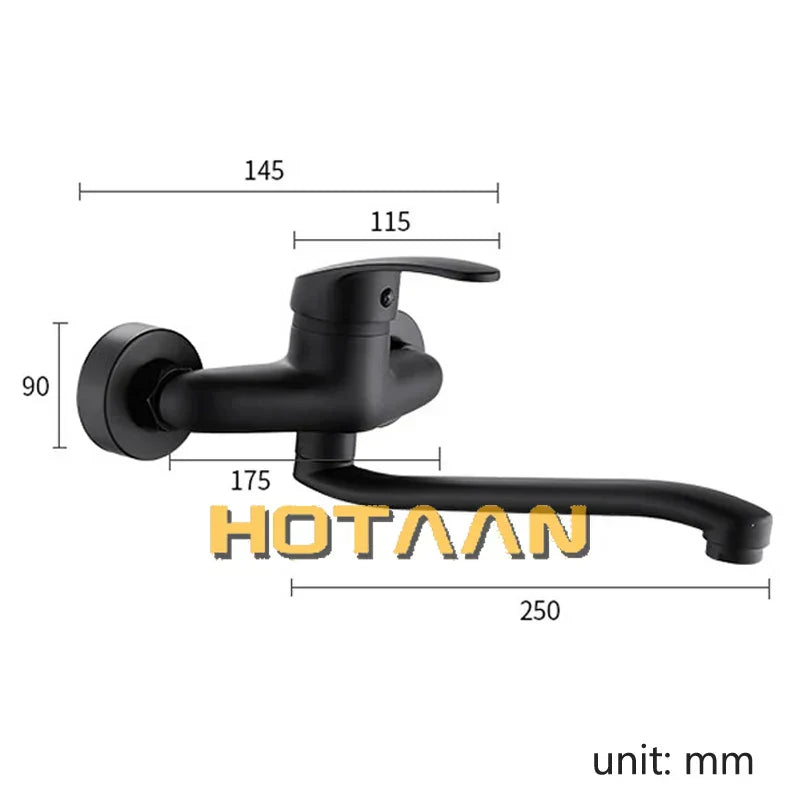 DecorBites™ Dual Hole Kitchen Faucet, Black Brass Chrome Mixer Tap for Sink