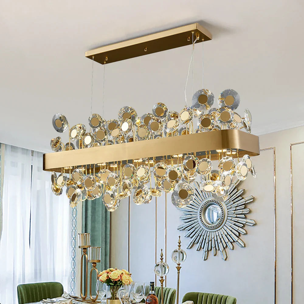 DecorBites™ Crystal Pendant Chandelier for Kitchen Living Room Restaurant Island