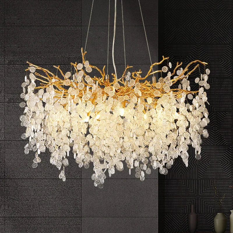 DecorBites™ Crystal Money Tree Chandelier - Modern LED Suspension Light for Luxury Living Areas