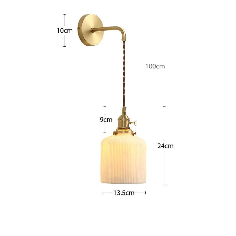 DecorBites™ Ceramic Wall Lamp Pull Chain LED Modern Nordic Copper Socket Mirror Light