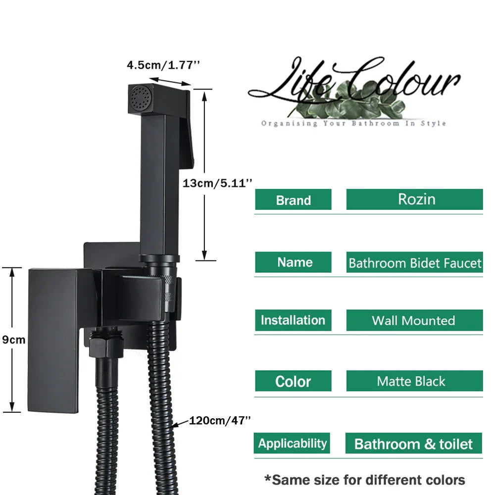 DecorBites™ Black Bidet Faucet Wall Mount Shower Tap Toilet Sprayer Mixer