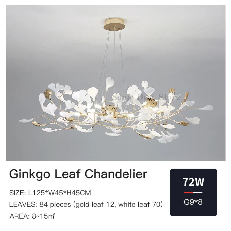 DecorBites™ Ginkgo Leaf Chandelier: Elegant Nordic Art Luxury for Dining Room, Bedroom, Living Room