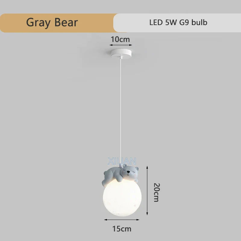 DecorBites™ Animal Resin Pendant Lamps: Bear Rabbit Dog Sheep Bunny Chandelier for Children's Room