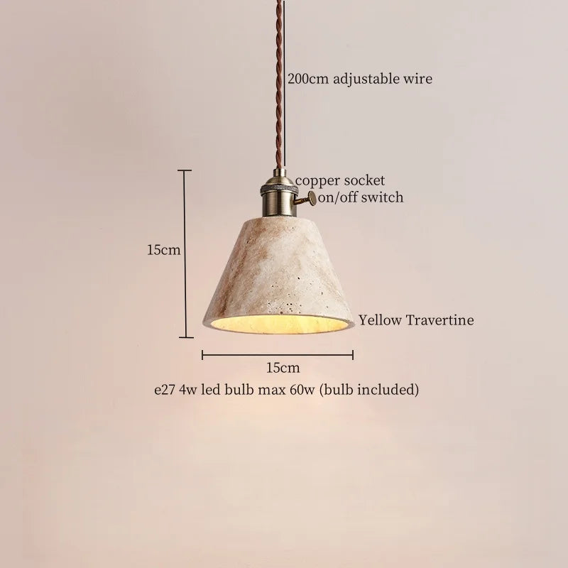 DecorBites™ LED Pendant Light Yellow Travertine Modern Hanging Lampara