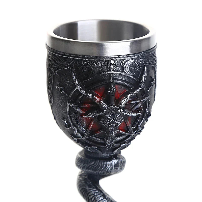 DecorBites™ Baphomet Wine Glass Horn Cocktail Stainless Steel Goblet Whiskey Cup Bar Drinkware