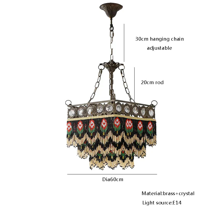 DecorBites™ Black Rose Tassel Pendant Lights, Classic Retro Lustres for Living Room
