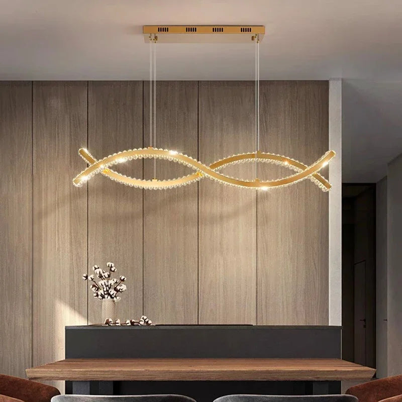 DecorBites™ Crystal Chandelier, Elegant Dining Room & Living Room Pendant Light