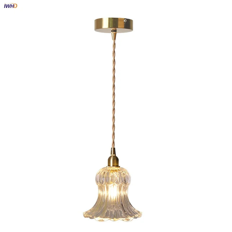 DecorBites™ Brass LED Pendant Light Fixture Clear Glass Nordic Modern Hanging Lamp