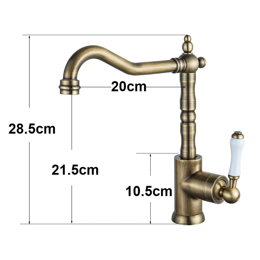 DecorBites™ Black Antique Kitchen Faucet Single Lever Mixer Tap Hot Cold Water Chrome