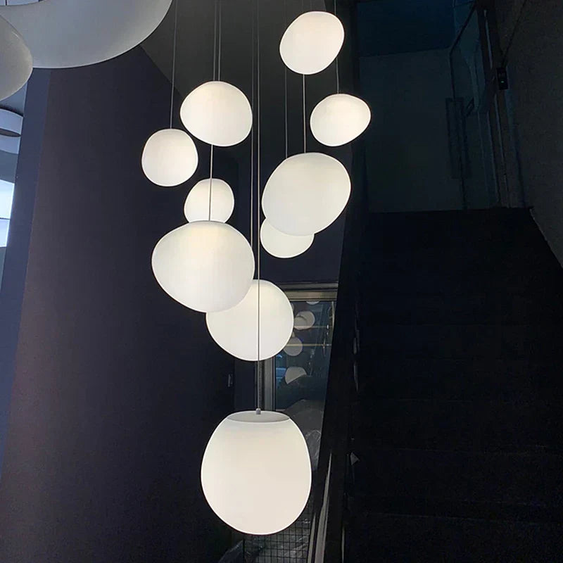 DecorBites™ Cobblestone Glass LED Pendant Lights for Villa Hotel Loft Stair Lamp