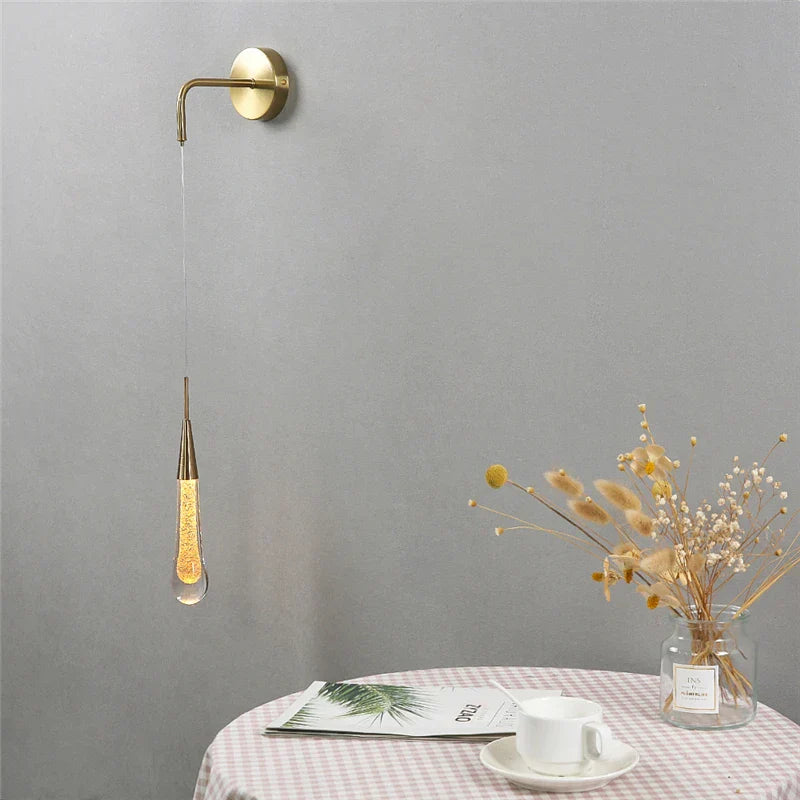 DecorBites™ Crystal Droplet Wall Lamp: Nordic Luxury LED Art Deco Light for Modern Living Room