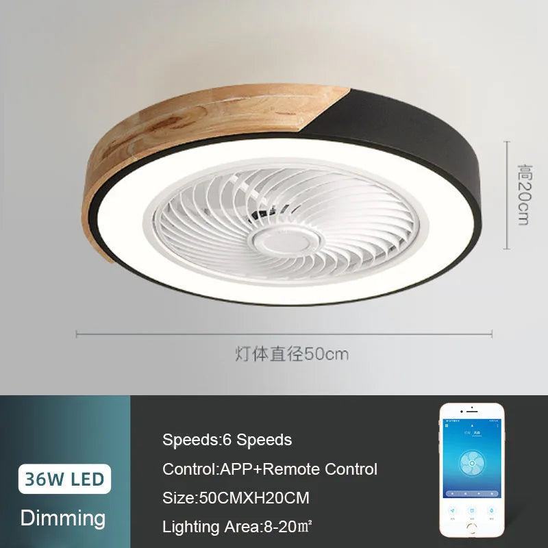DecorBites™ 52CM Ceiling Fan Light 6 Speeds Reversible Blades 36W Living Dining Room