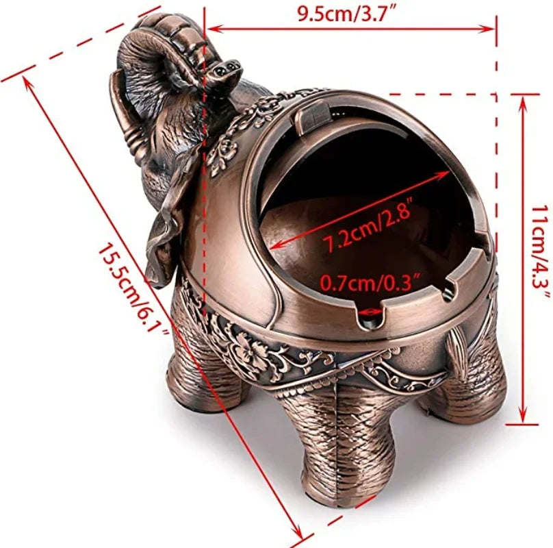 DecorBites™ Elephant Shaped Windproof Ashtray with Lid for Home and Office