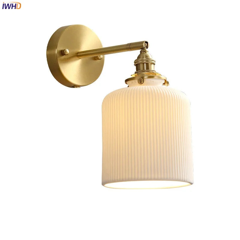 DecorBites™ Ceramic LED Wall Sconce: Modern Copper Indoor Luminaria for Bedroom, Mirror, Stairway