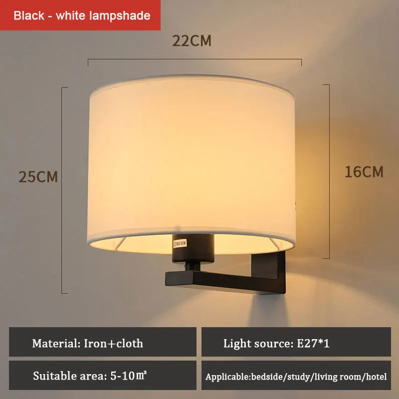 DecorBites™ Chinese Style Wall Lamp Warm Cloth Cover Bedroom Living Room Light