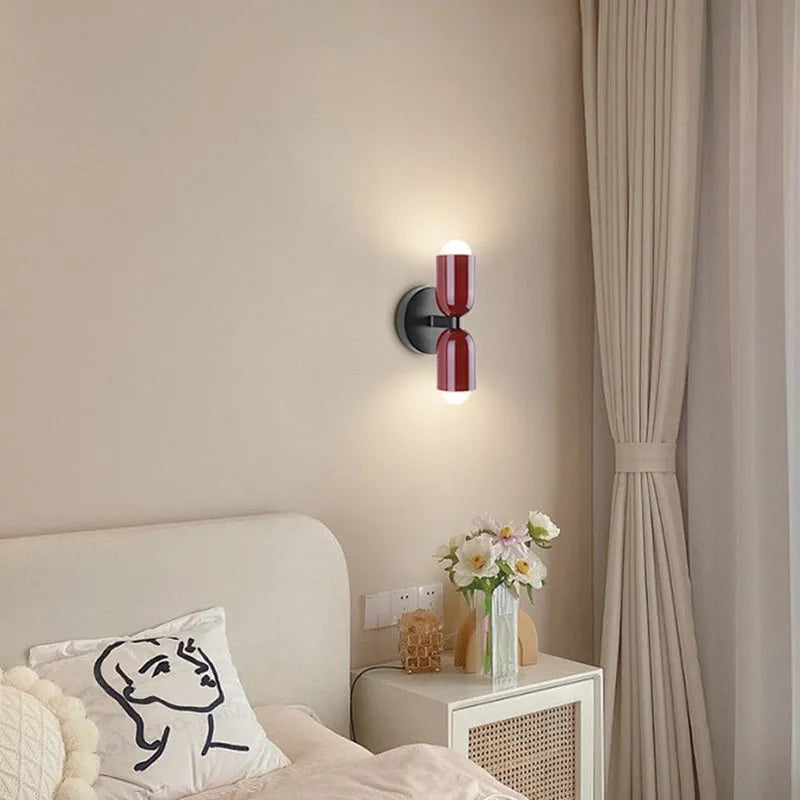 DecorBites™ Cream 2Head Macaron LED Wall Lamp in Black for Home Decor