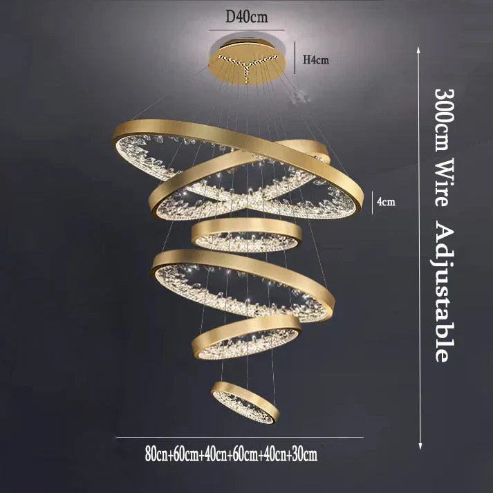 DecorBites™ Crystal LED Chandelier Circle Hanging Lamp - Modern Luxury Dimmable Lighting