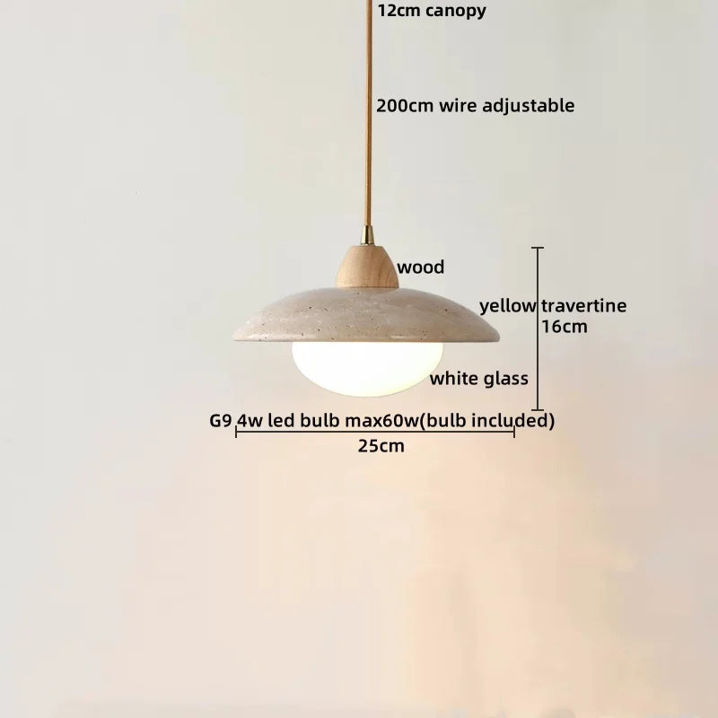 DecorBites™ LED Gourd Pendant Light Aisle Hotel Living Room Fixture Glass Travertine Hang Lamp