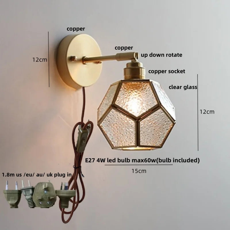 DecorBites™ Colorful Square Glass LED Wall Lights with Pull Chain Switch, Tiffany Style