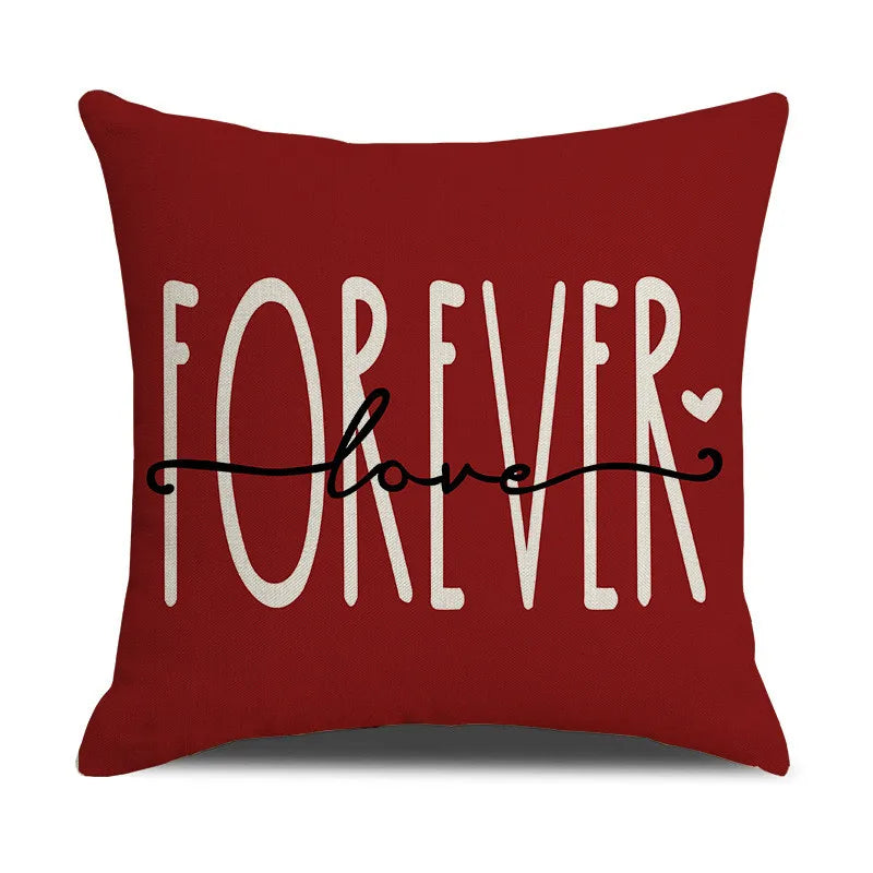 DecorBites™ Cartoon Cat Linen Pillowcase 45x45cm Couple Love Cushion Covers for Living Room