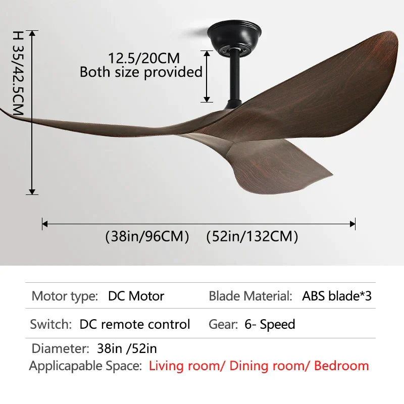 DecorBites™ 52" DC Ceiling Fan with Remote Control for Living Room, Restaurant, Office & Modern Spaces.