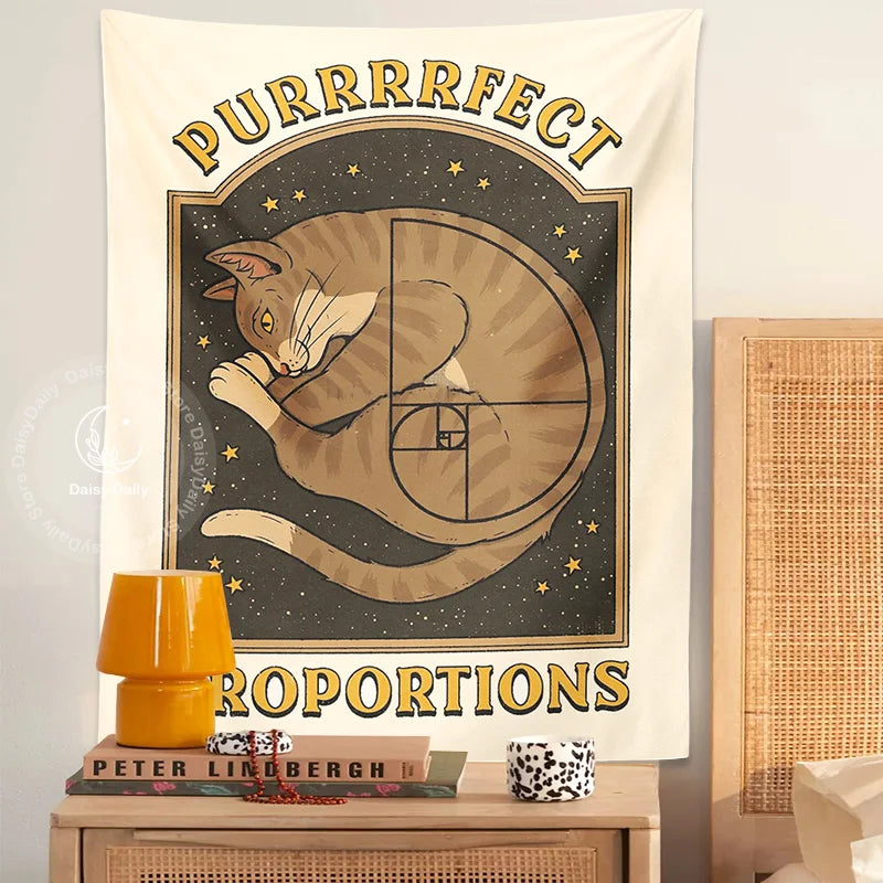 DecorBites™ Cute Cat Tapestry Wall Hanging for Purrfect Proportions & Boho Decor