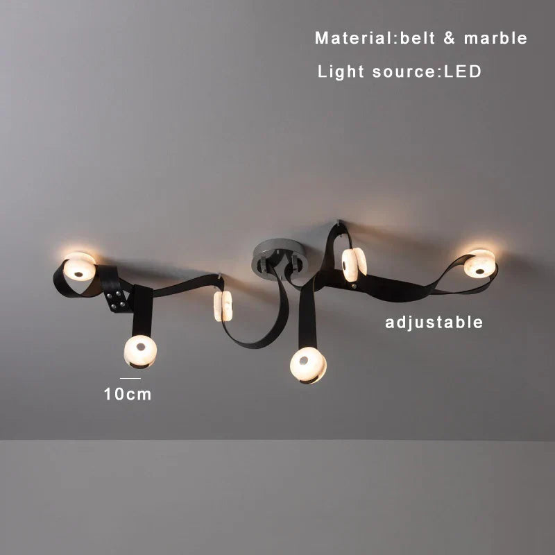 DecorBites™ Black Leather Marble Chandeliers | Adjustable Dining Room Lamps | Easy Installation Home Decor