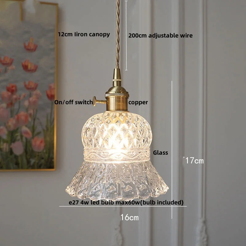 DecorBites™ Clear Glass Copper Pendant Lights Adjustable Modern Wire Nordic Vanity Light