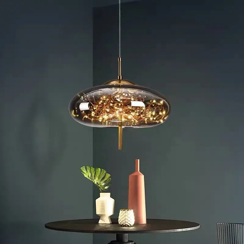 DecorBites™ Glass Pendant Lights: Modern LED Ceiling Chandelier for Bedroom & Bathroom