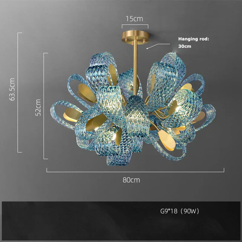 DecorBites™ Blue Queen Crystal Glass LED Ceiling Chandelier - Elegant Lighting Fixture for Living Room
