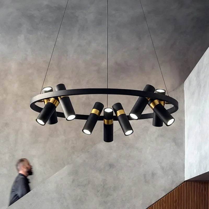 DecorBites™ Black Metal Circle LED Pendant Light for Living room, Dining, Kitchen, Bar Decor