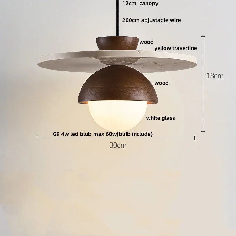 DecorBites™ LED Pendant Light Stone Wood Glass Nordic Modern Hang Lamp