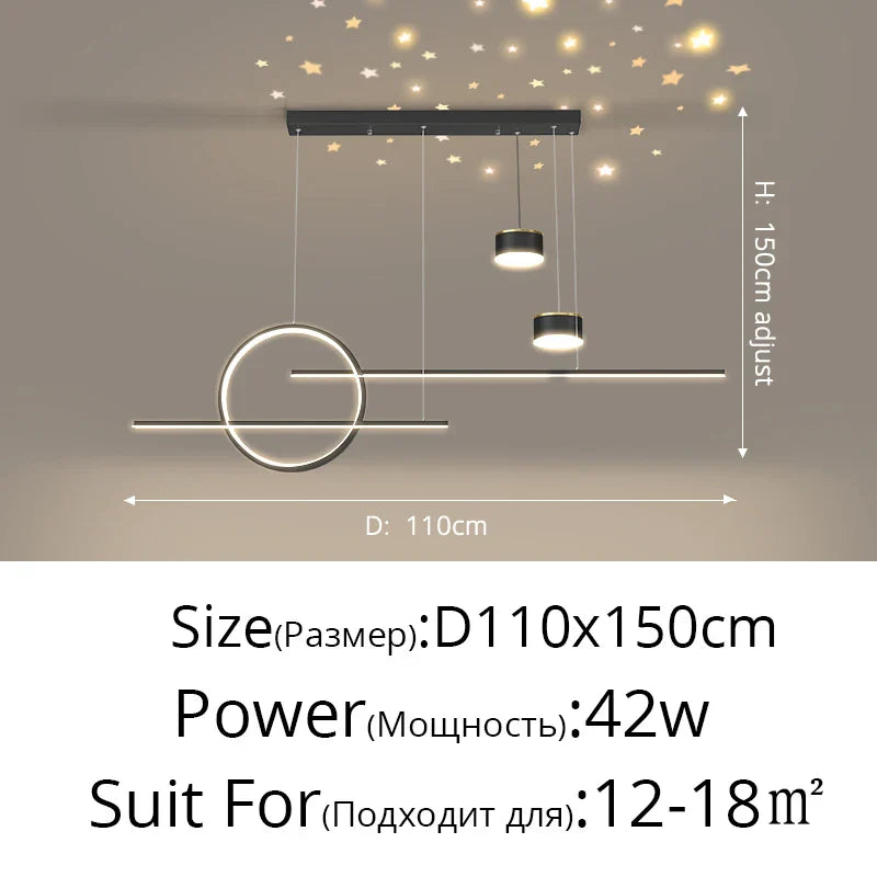 DecorBites™ Black Nordic Style LED Pendant Lights for Living Room Dining Room Lighting