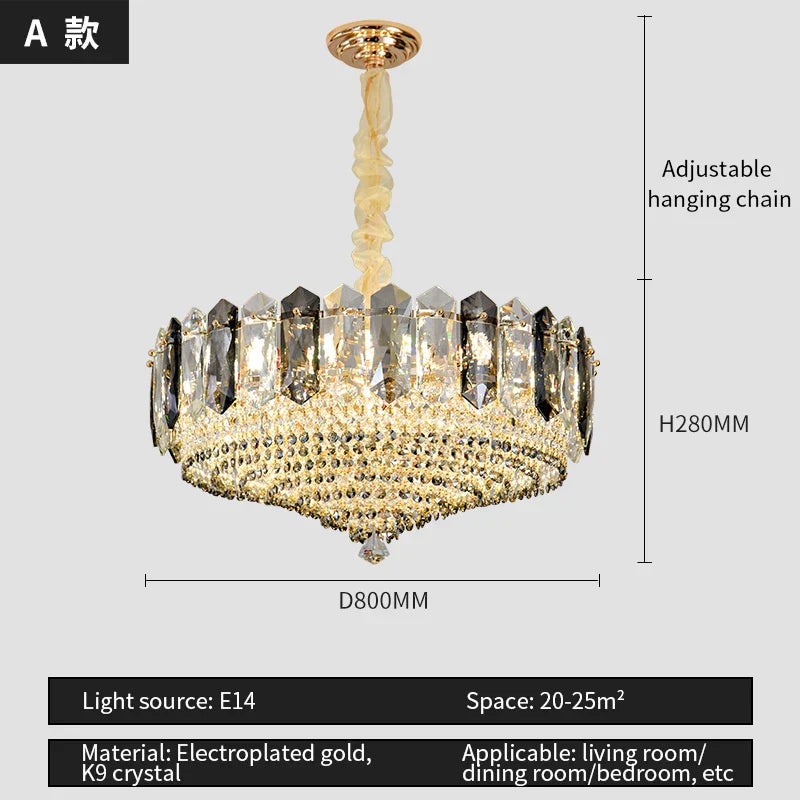 DecorBites™ Crystal Duplex Villa Chandelier Hall Light - Luxe Living Room Middle Floor Lamp