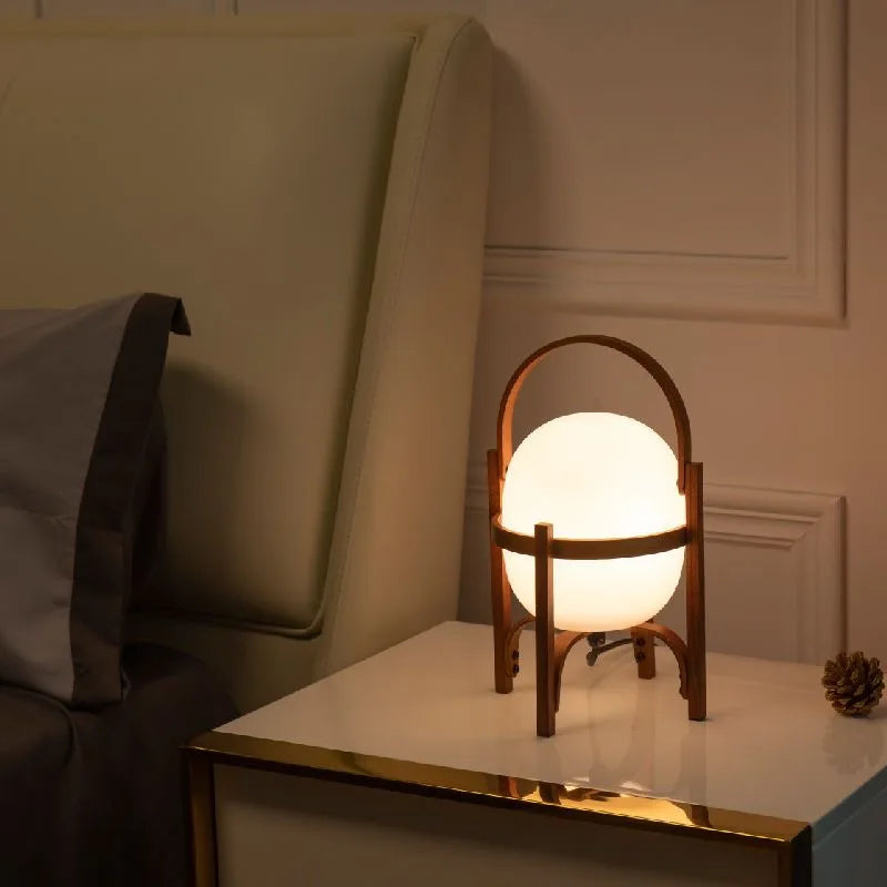 DecorBites™ Glass & Wood/Metal Table Lamp - Japanese Style Room Light