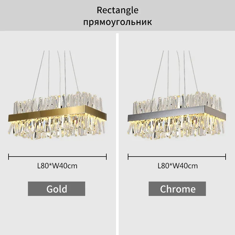 DecorBites™ Crystal LED Chrome Pendant Chandelier for Kitchen Dining Living Room