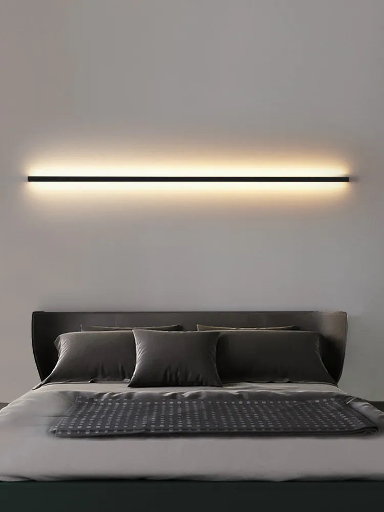 DecorBites™ Bedroom Wall Lamp: Nordic Strip Light, Minimalist Design, Black Background, Decorative Luminaires