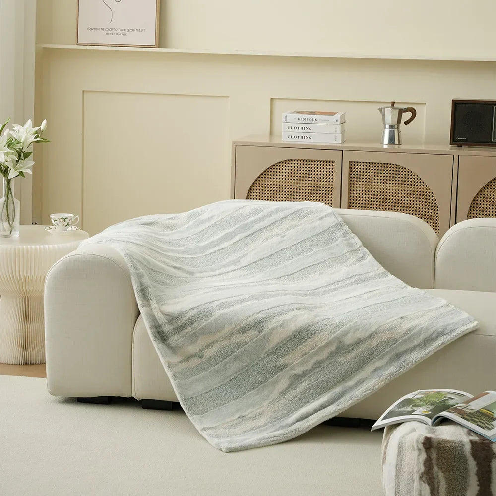 DecorBites™ Arctic Velvet Faux Rabbit Throw Blanket | Cozy, Warm, & Luxurious Comfort Blanket