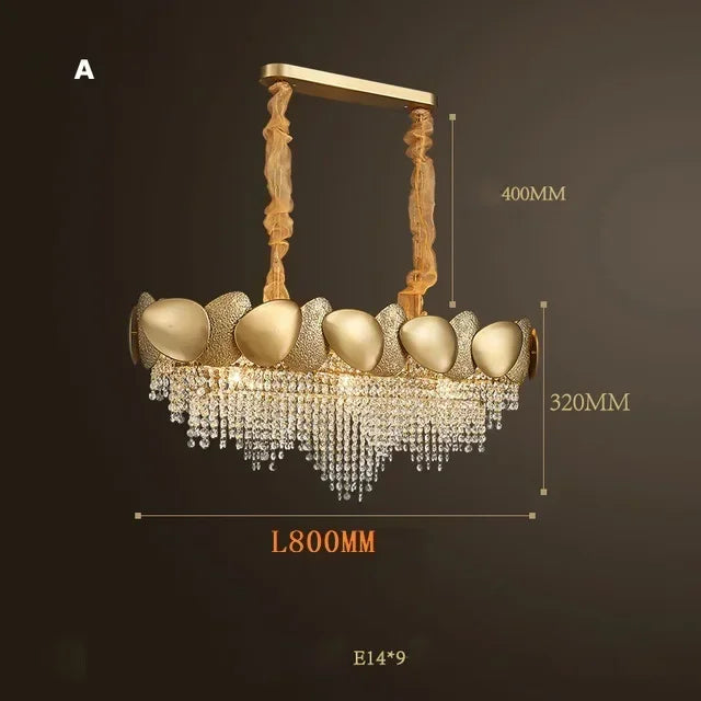 DecorBites™ Crystal Chandelier: Modern LED Tassels Stainless Steel Pendant Light for Living Room